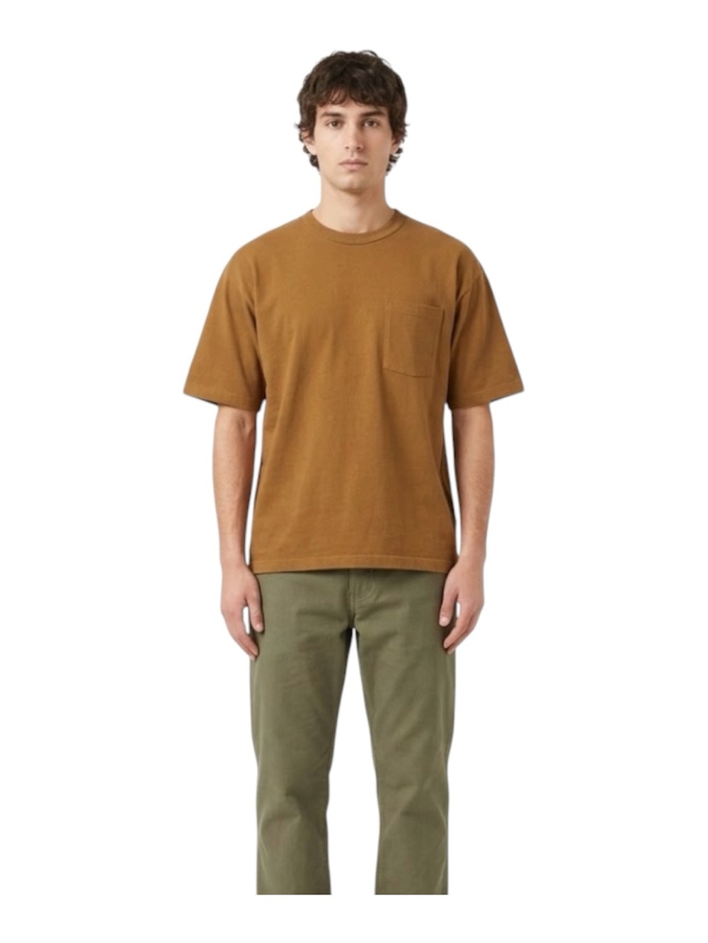 UNIQLO U Menβs Oversized Knit Pocket T-Shirt Sz L Brown Urban Boxy Minimalist